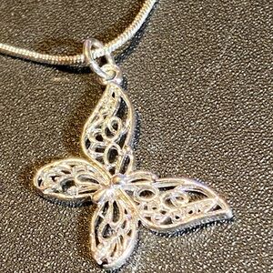 Silver Butterfly Necklace Pendant